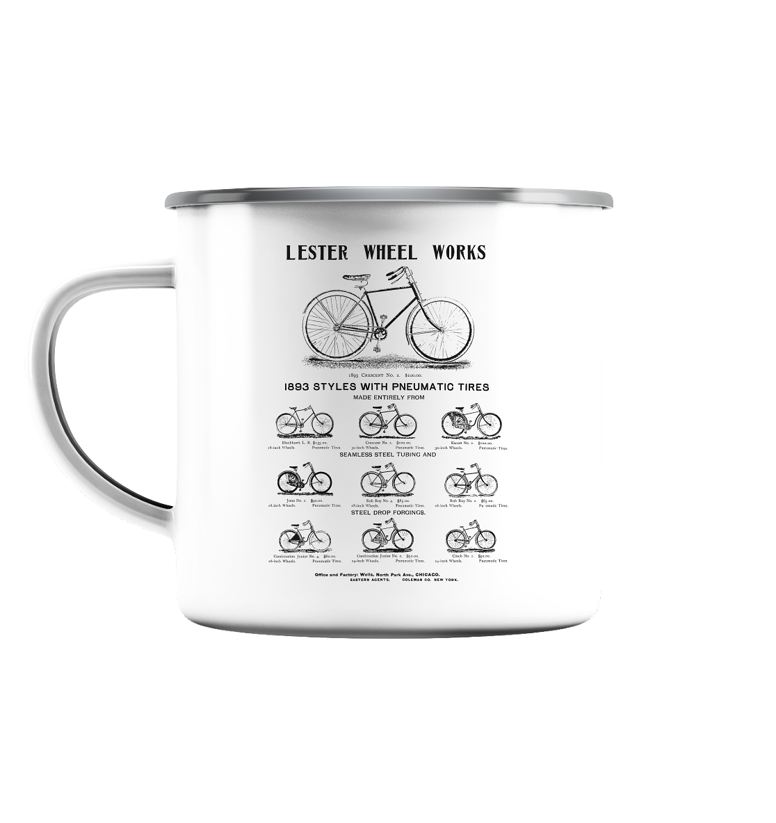 Lester Wheel Works - Emaille Tasse