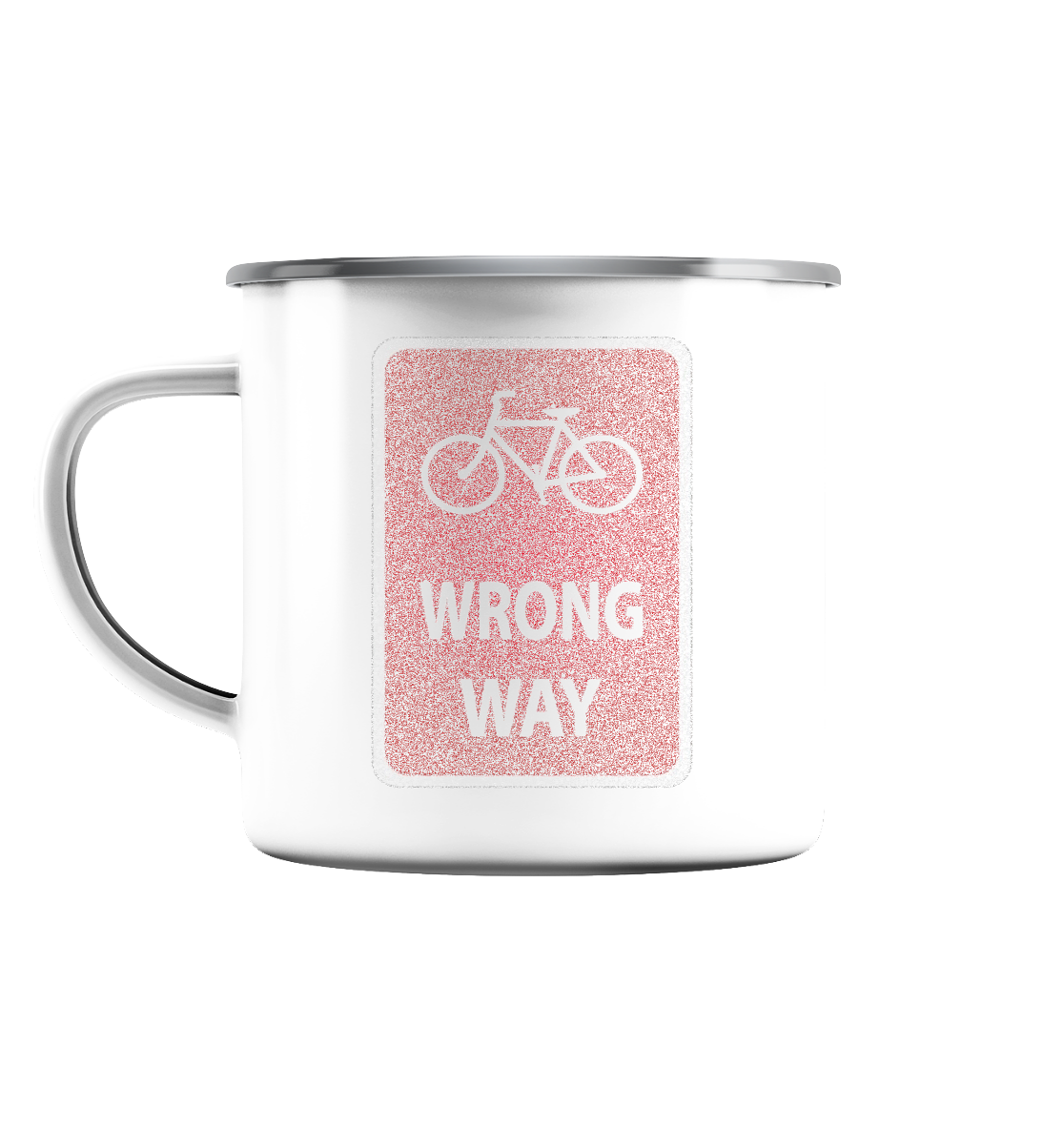 Road Sign Wrong Way - Emaille Tasse (Silber)
