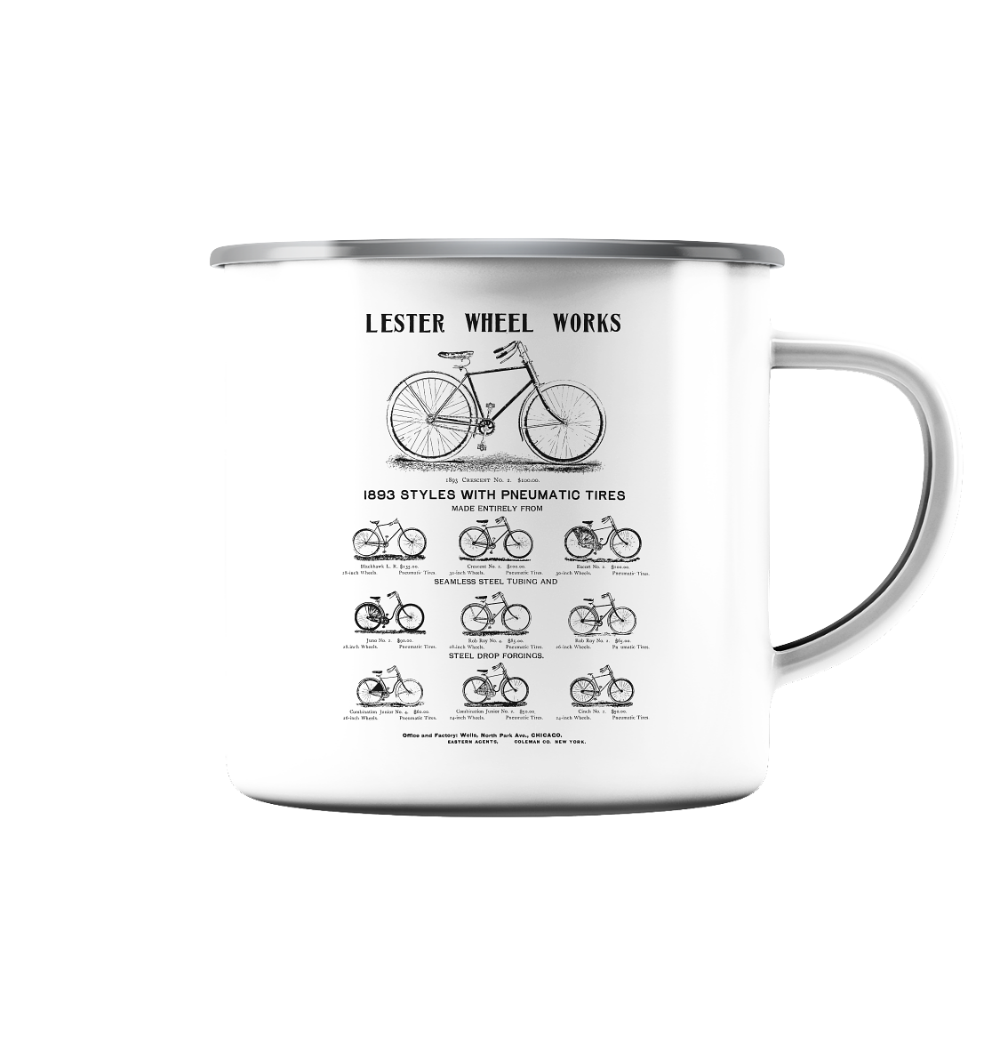Lester Wheel Works - Emaille Tasse