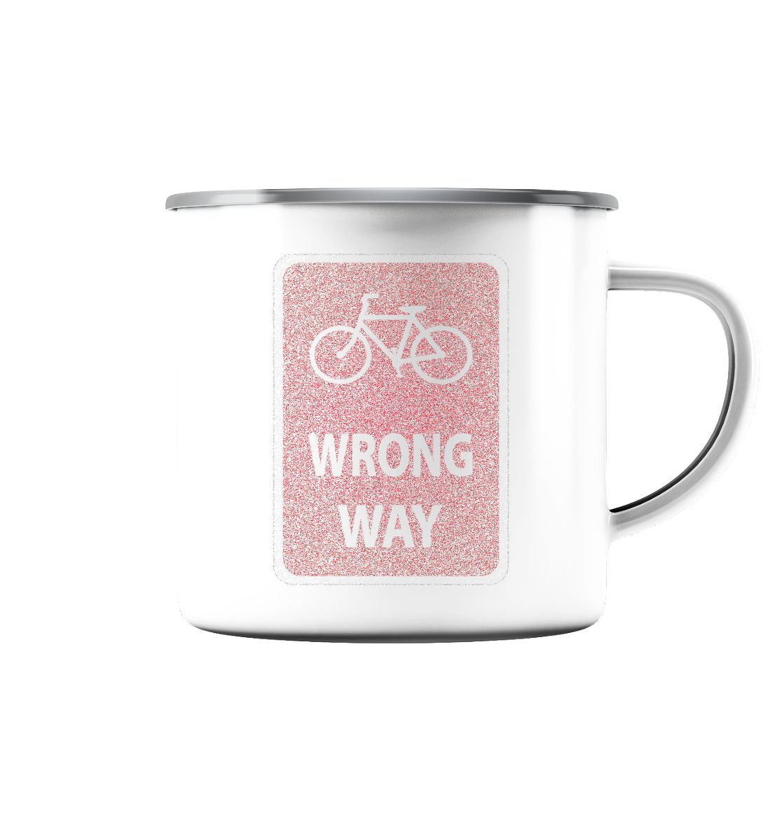 Road Sign Wrong Way - Emaille Tasse (Silber)