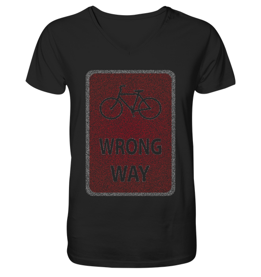 Road Sign Wrong Way - Mens Organic V-Neck Shirt