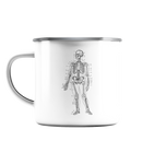 Skelett mit Zahlen, schwarz - Emaille Tasse (Silber)