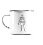 Skelett mit Zahlen, schwarz - Emaille Tasse (Silber)