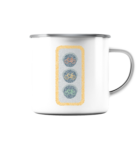 Fahrradampel 02 - Emaille Tasse (Silber)