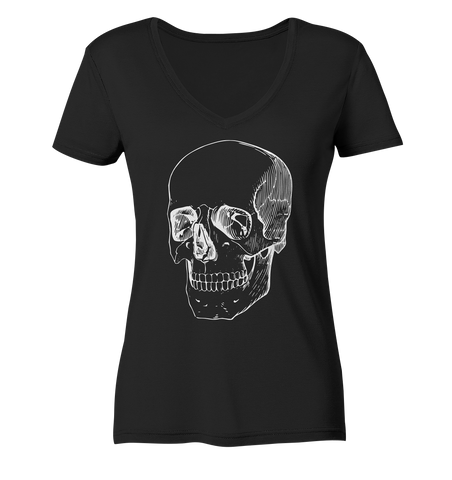 Totenkopf Weiß No.1 - Ladies Organic V-Neck Shirt