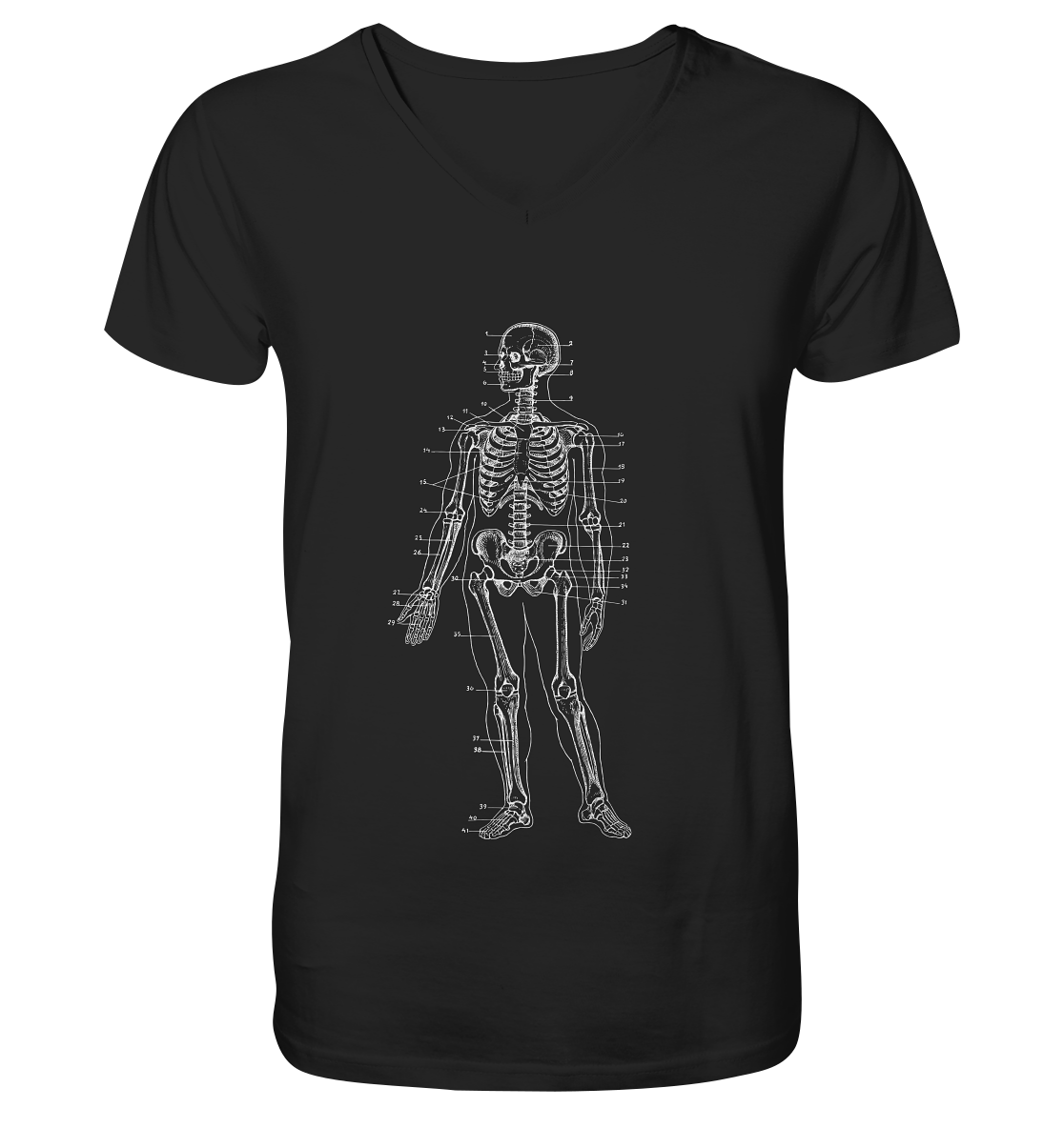 Skelett mit Zahlen, weiß - Mens Organic V-Neck Shirt