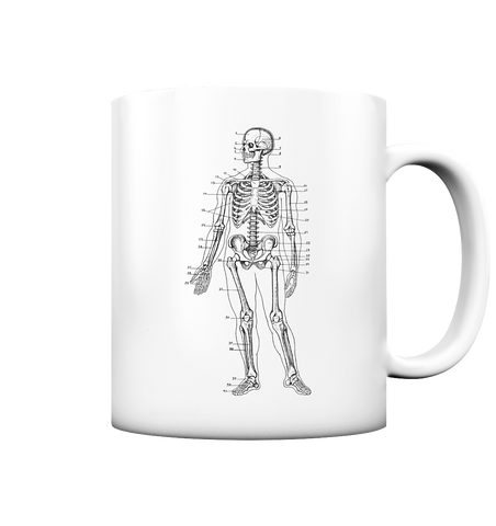 Skelett mit Zahlen, schwarz - Tasse matt